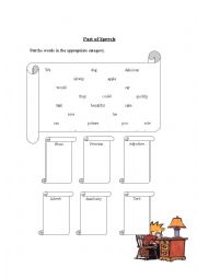 English Worksheet: Part of speech