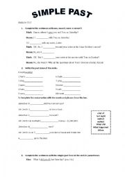 English Worksheet: SIMPLE PAST