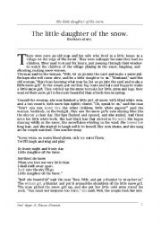 English Worksheet: The Little Daughter of the Snow