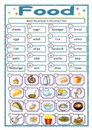 English Worksheet: Food