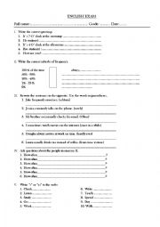 English Worksheet: simple present test