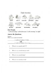 English Worksheet: daily activities