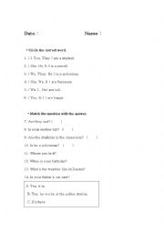 English Worksheet: Be-verb grammar test