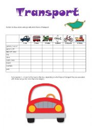 English Worksheet: Transport & the types of journeys