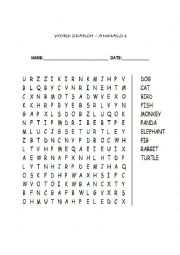 Animal word search