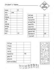 English Worksheet: Numbers