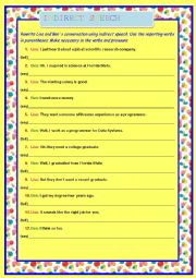 English Worksheet: Indirect Speech