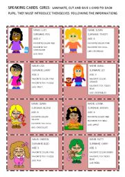English Worksheet: speking card girls