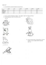 English Worksheet: can+ animals