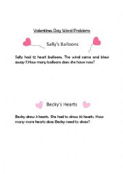 English Worksheet: Valentines Day Math