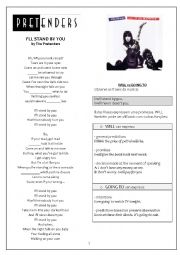 English Worksheet: THE PRETENDERS - Stand by you - LISTENING Song activity (With Key!) - Promises - Will X Going to