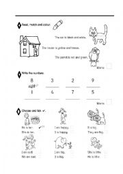 English Worksheet: Revision for first grade