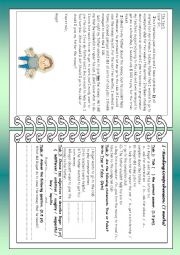 English Worksheet: English test ( 9th form )/3 parts : Reading Comprehension+ language+ writing