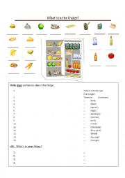 English Worksheet: There is/there are... in the fridge