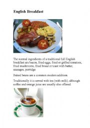 English Worksheet: English Breakfast