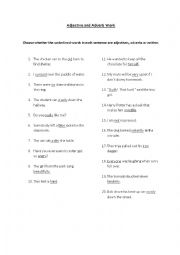English Worksheet: Adverbs and Adjectives - find the underlined word