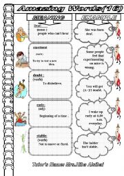 English Worksheet: AMAZING WORDS