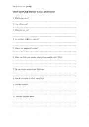English Worksheet: Get to Know your partner