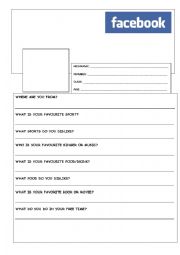 English Worksheet: Facebook template