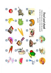English Worksheet: Vocabulary: food and drink