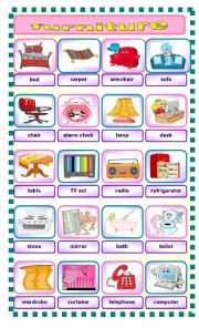 English Worksheet: Furniture in my house