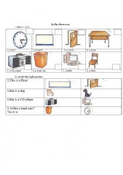 English Worksheet: in the classroom objects 