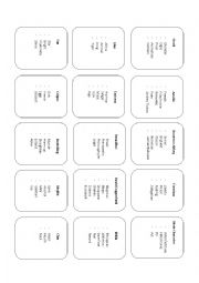 English Worksheet: Taboo Cards
