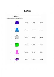 Clothes: multiple-choice worksheet