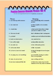 English Worksheet: Practice Common Idiomatic Phrases RCL-14