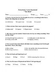 English Worksheet: Everybody Loves Raymond - The Bird Quiz