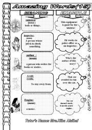 English Worksheet: AMAZING WORDS