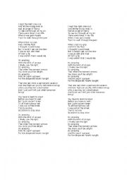 English Worksheet: Be in past song