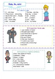 English Worksheet: Am, is, are