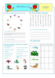 English Worksheet: Animals