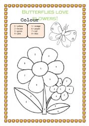 English Worksheet: Butterflies love flowers