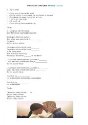 English Worksheet: Princess Of China (feat. Rihanna) Coldplay