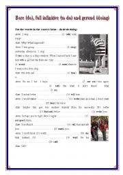 English Worksheet: infinitive and gerund