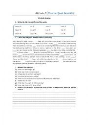 English Worksheet: Simple Present - Daily Routine