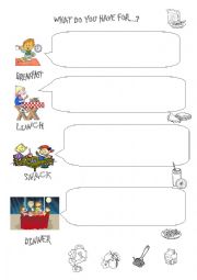 English Worksheet: What do you have for...?
