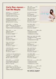 English Worksheet: Song Carly Rae Jepsen - CALL ME MAYBE