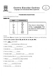 English Worksheet: Possessive Ajectives