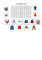 English Worksheet: CLOTHES WORDSEARCH