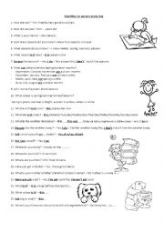 English Worksheet: Questions to answer every day