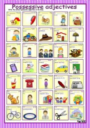 English Worksheet: Possessive adjectives with key