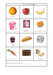 English Worksheet: Food Pictionary
