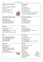 English Worksheet: Classroom English