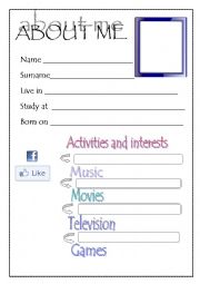 English Worksheet: Portfolio front-page