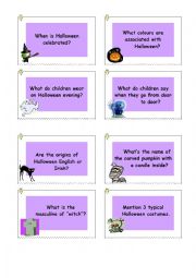 English Worksheet: Halloween cards