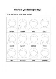 English Worksheet: Feelings on blank faces