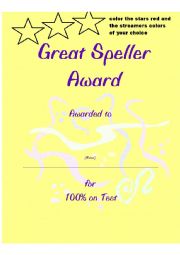 English Worksheet: Spelling  Award